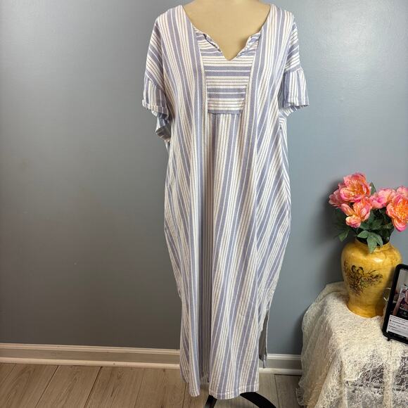 Stan Herman Cotton Kaftan Sleepwear Nightgown House Dress Lounger 2X Plus READ - Picture 1 of 11